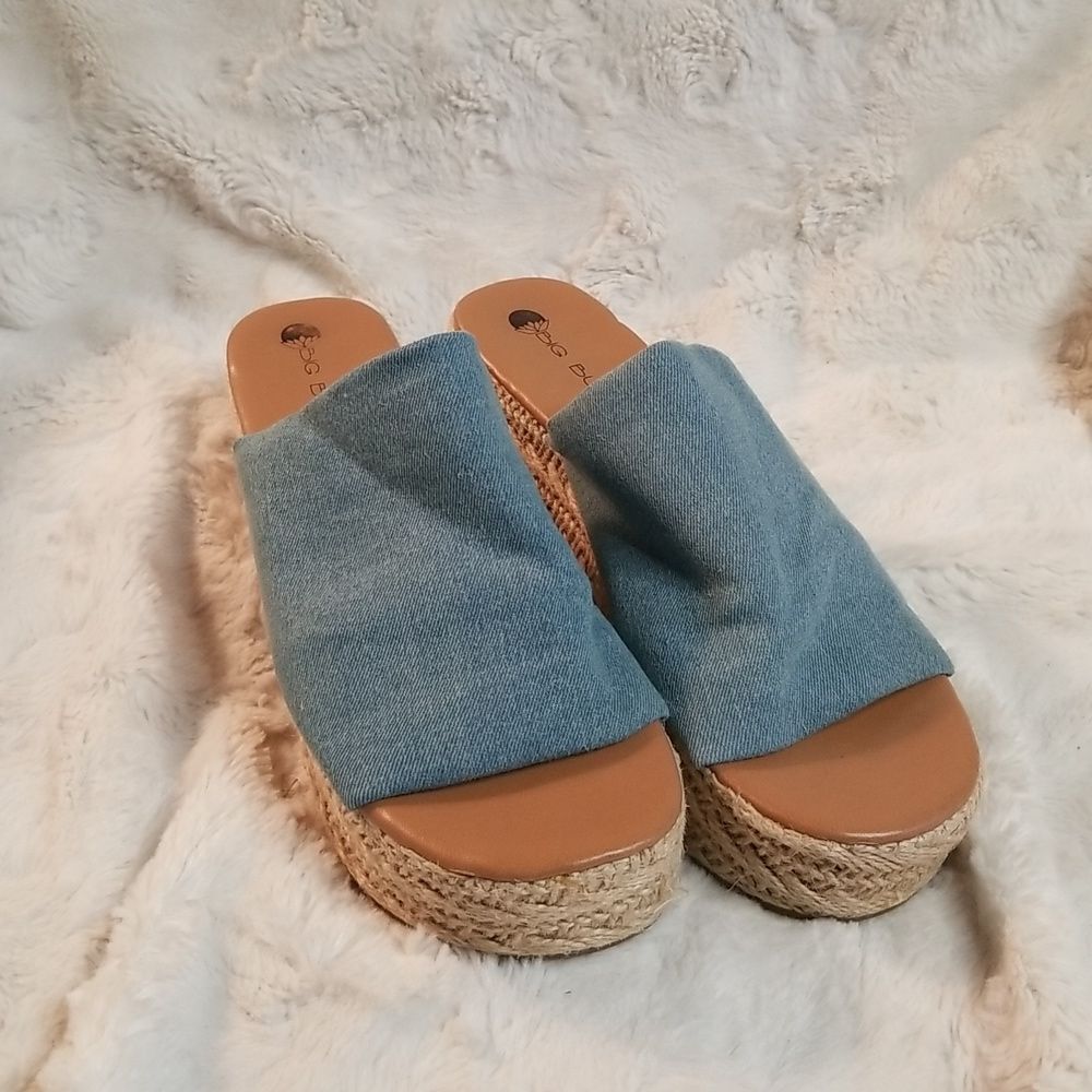 Big Budda Espadrille Sandals Women's 7 Blue Boho Festival Summer